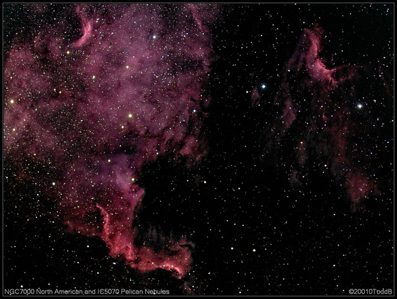 NGC7000 North American and IC5070 Pelican Nebulas