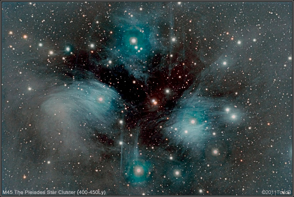 M45 The Pleiades Star Cluster  (400-450Ly)